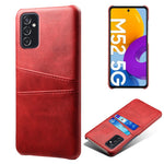 Premium PU Leather + PC Anti-Scratch Hard Case with Dual Card Slots for Samsung Galaxy M52 5G