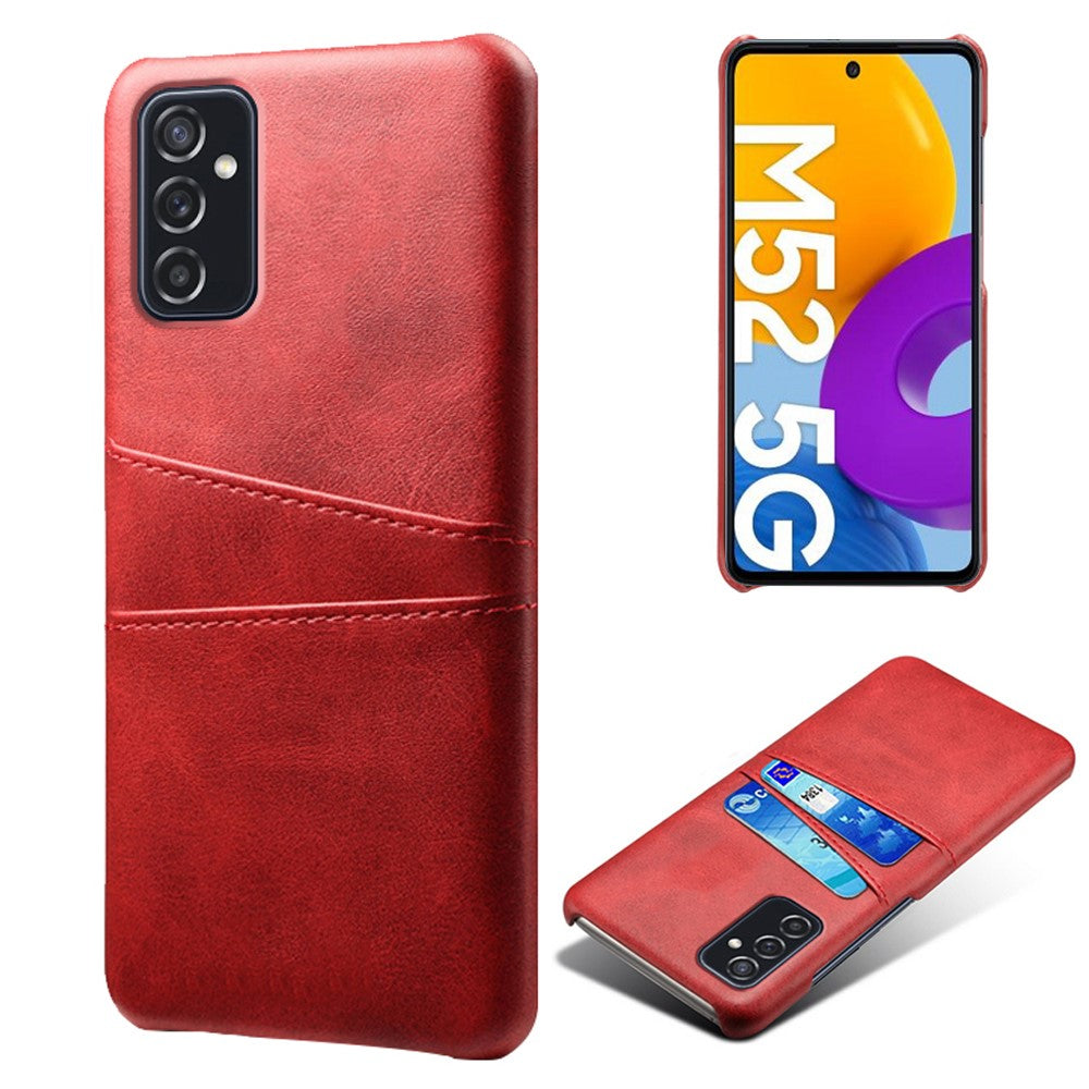 Premium PU Leather + PC Anti-Scratch Hard Case with Dual Card Slots for Samsung Galaxy M52 5G