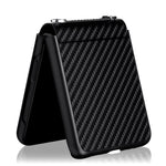 Kolfiberstruktur i ett stycke, PU-läderbelagt PC-mobilskal med rem för Samsung Galaxy Z Flip3 5G