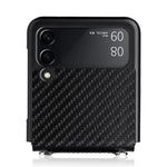 Kolfiberstruktur i ett stycke, PU-läderbelagt PC-mobilskal med rem för Samsung Galaxy Z Flip3 5G