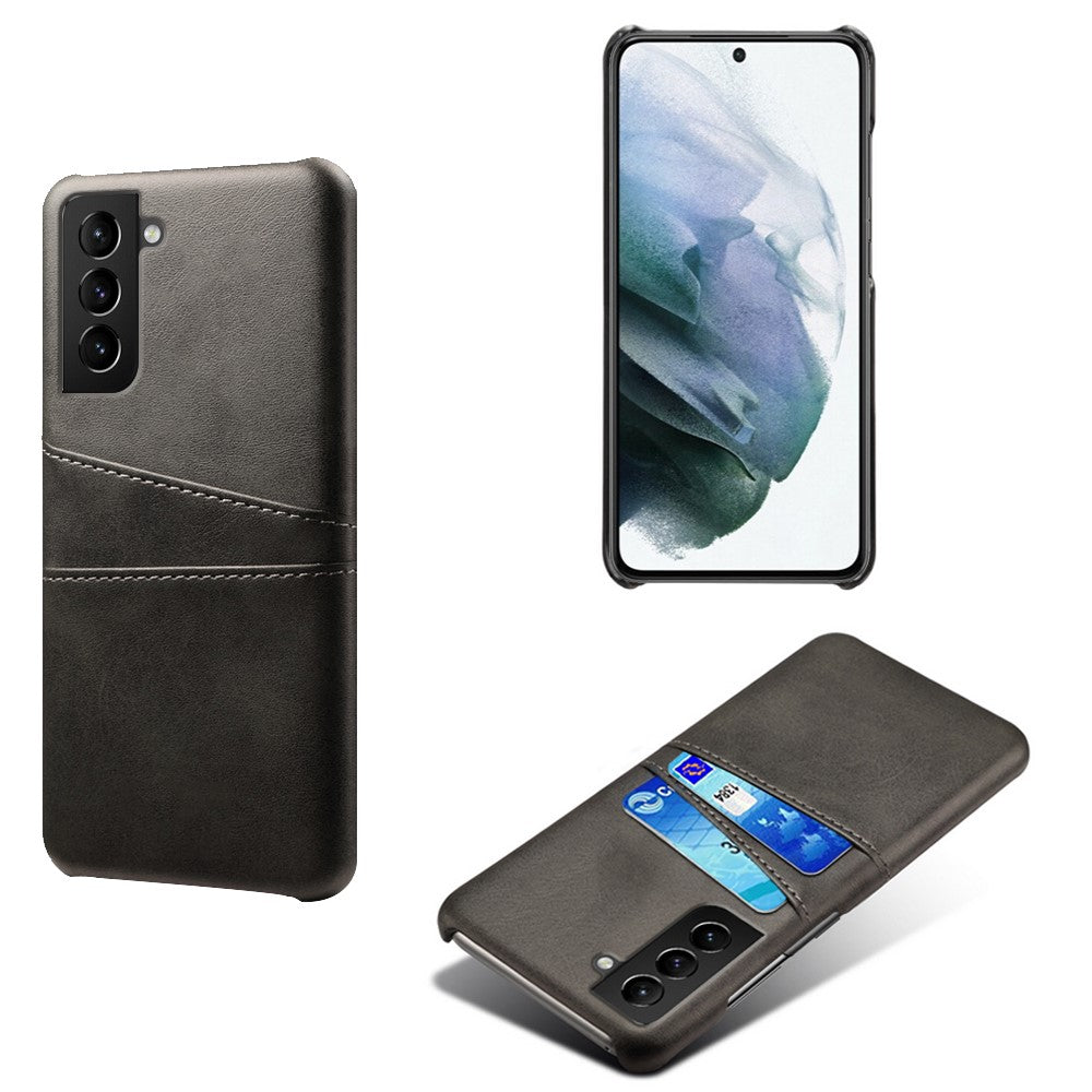 PU Leather + PC Dual Back Card Slots Design Shockproof Stylish Hard Cover Shell for Samsung Galaxy S22 5G