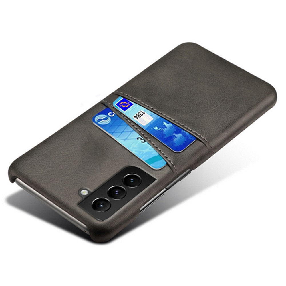 PU Leather + PC Dual Back Card Slots Design Shockproof Stylish Hard Cover Shell for Samsung Galaxy S22 5G