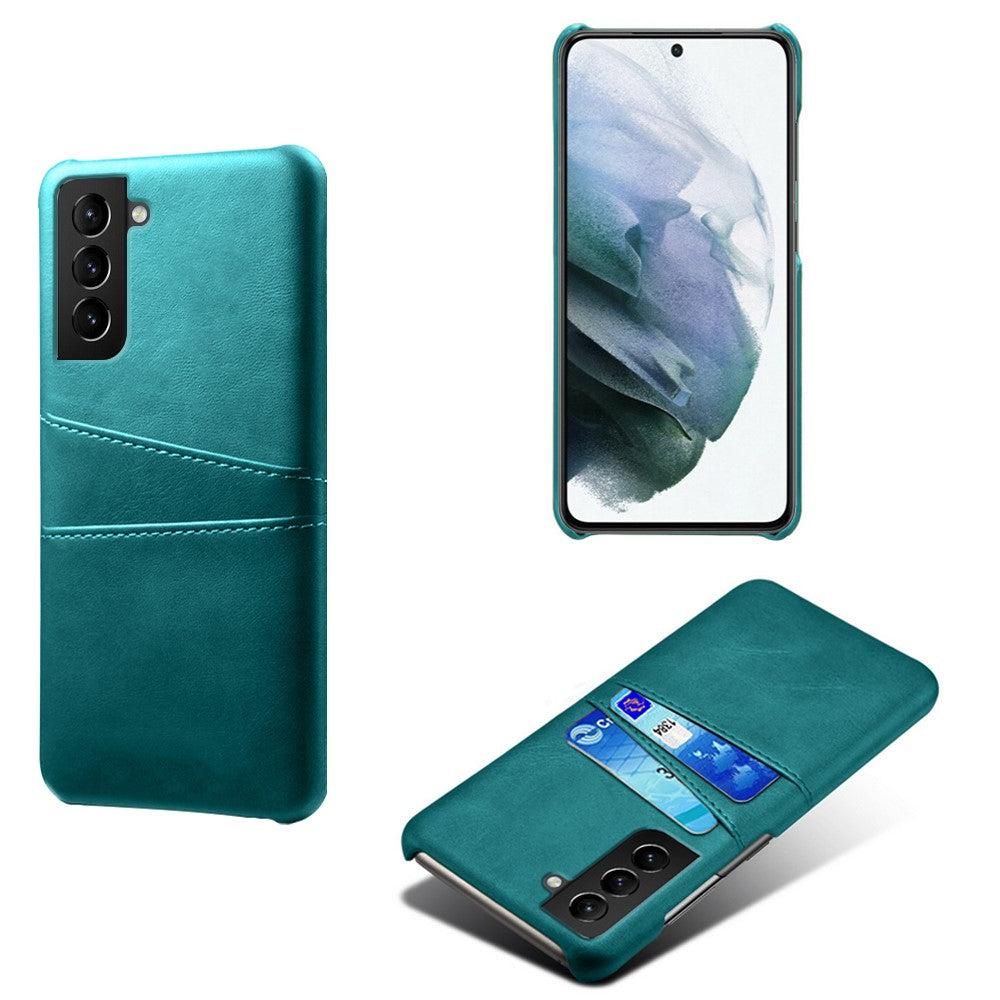 PU Leather + PC Dual Back Card Slots Design Shockproof Stylish Hard Cover Shell for Samsung Galaxy S22 5G