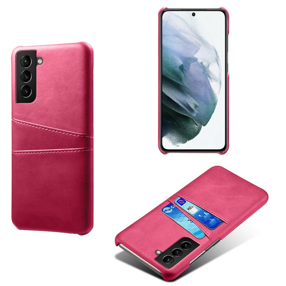PU Leather + PC Dual Back Card Slots Design Shockproof Stylish Hard Cover Shell for Samsung Galaxy S22 5G