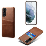 PU Leather + PC Dual Back Card Slots Design Shockproof Stylish Hard Cover Shell for Samsung Galaxy S22 5G
