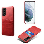 Well-Protected Scratch-Resistant PU Leather + PC Combo Dual Back Card Slots Design Hard Cover for Samsung Galaxy S22+ 5G