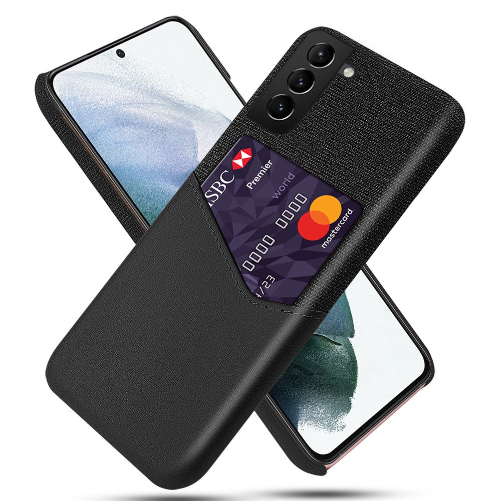 Card Slot Holder Cloth Texture Hybrid Protective Rugged Phone Case for Samsung Galaxy S22+ 5G