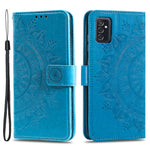 Imprinted Mandala Flower Stylish Anti-fall Wallet Stand Leather Cover Phone Shell with Handy Strap for Samsung Galaxy M52 5G
