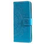 Imprinted Mandala Flower Stylish Anti-fall Wallet Stand Leather Cover Phone Shell with Handy Strap for Samsung Galaxy M52 5G
