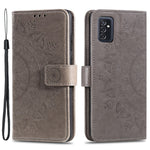 Imprinted Mandala Flower Stylish Anti-fall Wallet Stand Leather Cover Phone Shell with Handy Strap for Samsung Galaxy M52 5G