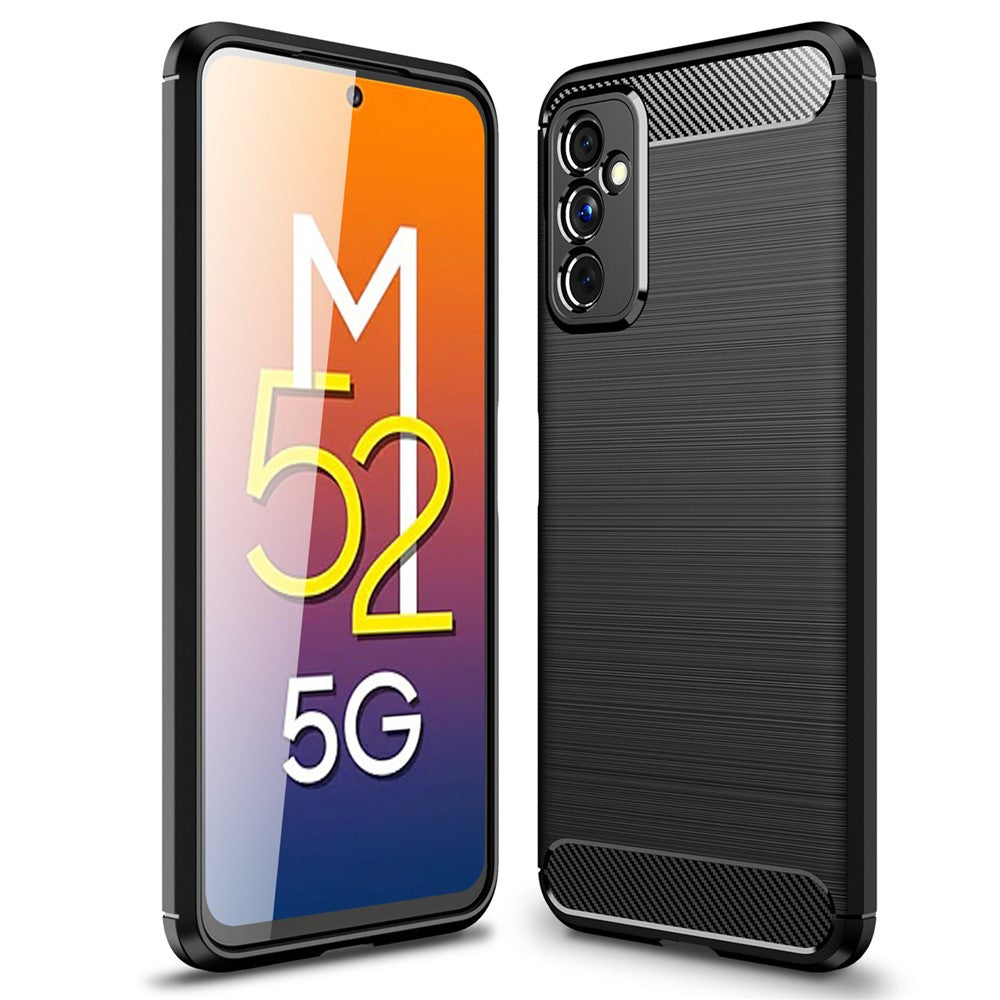 Carbon Fiber Brushed Texture Anti-Scratch Shockproof Soft TPU Non-Slip Phone Cover for Samsung Galaxy M52 5G
