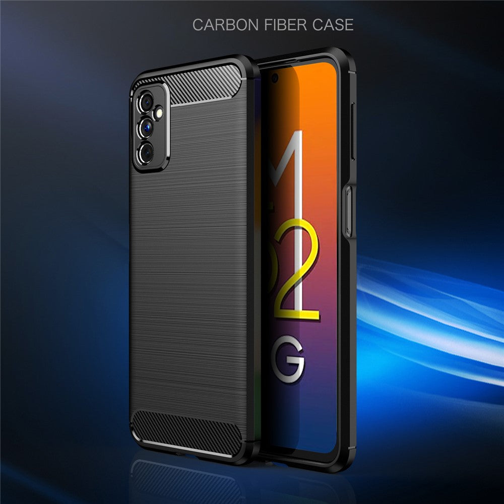 Carbon Fiber Brushed Texture Anti-Scratch Shockproof Soft TPU Non-Slip Phone Cover for Samsung Galaxy M52 5G