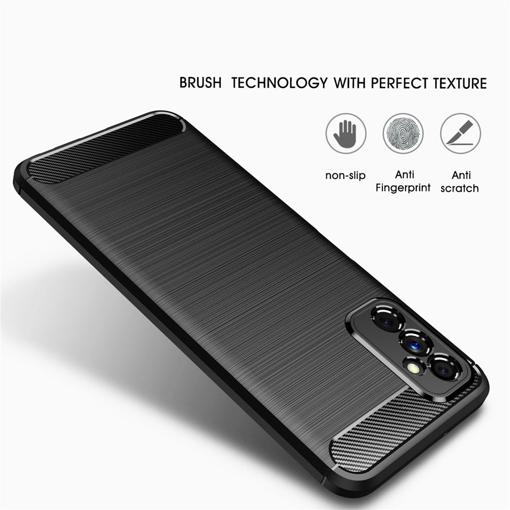 Carbon Fiber Brushed Texture Anti-Scratch Shockproof Soft TPU Non-Slip Phone Cover for Samsung Galaxy M52 5G