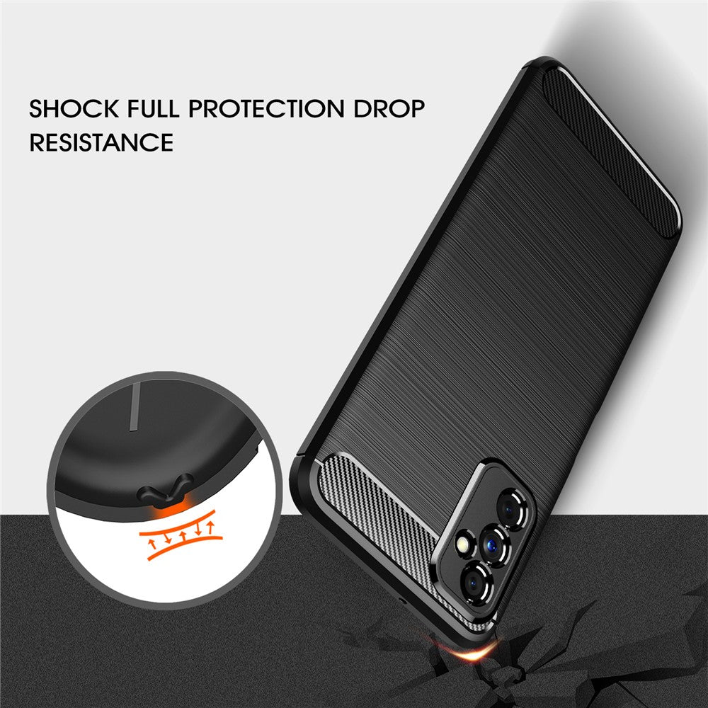 Carbon Fiber Brushed Texture Anti-Scratch Shockproof Soft TPU Non-Slip Phone Cover for Samsung Galaxy M52 5G
