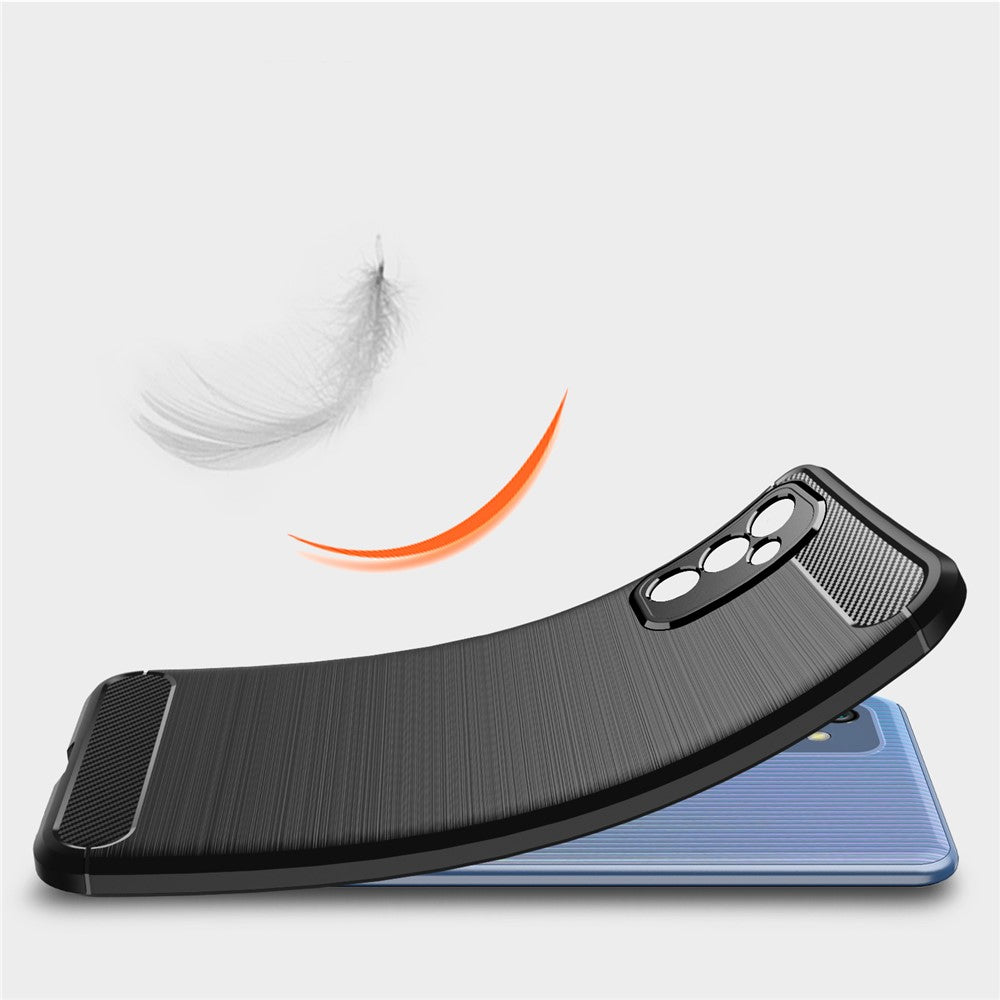 Carbon Fiber Brushed Texture Anti-Scratch Shockproof Soft TPU Non-Slip Phone Cover for Samsung Galaxy M52 5G