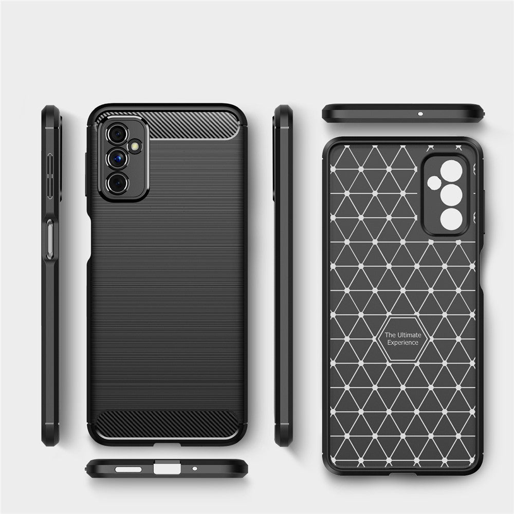 Carbon Fiber Brushed Texture Anti-Scratch Shockproof Soft TPU Non-Slip Phone Cover for Samsung Galaxy M52 5G