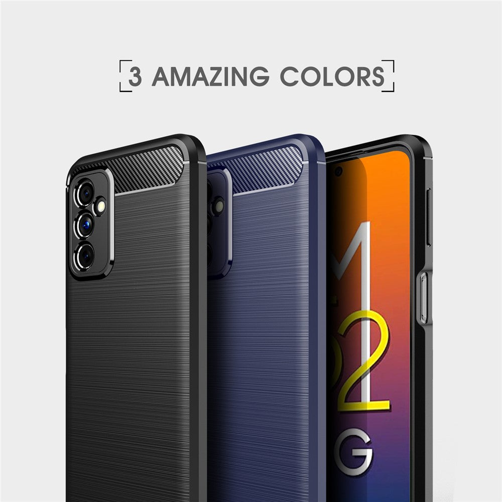 Carbon Fiber Brushed Texture Anti-Scratch Shockproof Soft TPU Non-Slip Phone Cover for Samsung Galaxy M52 5G