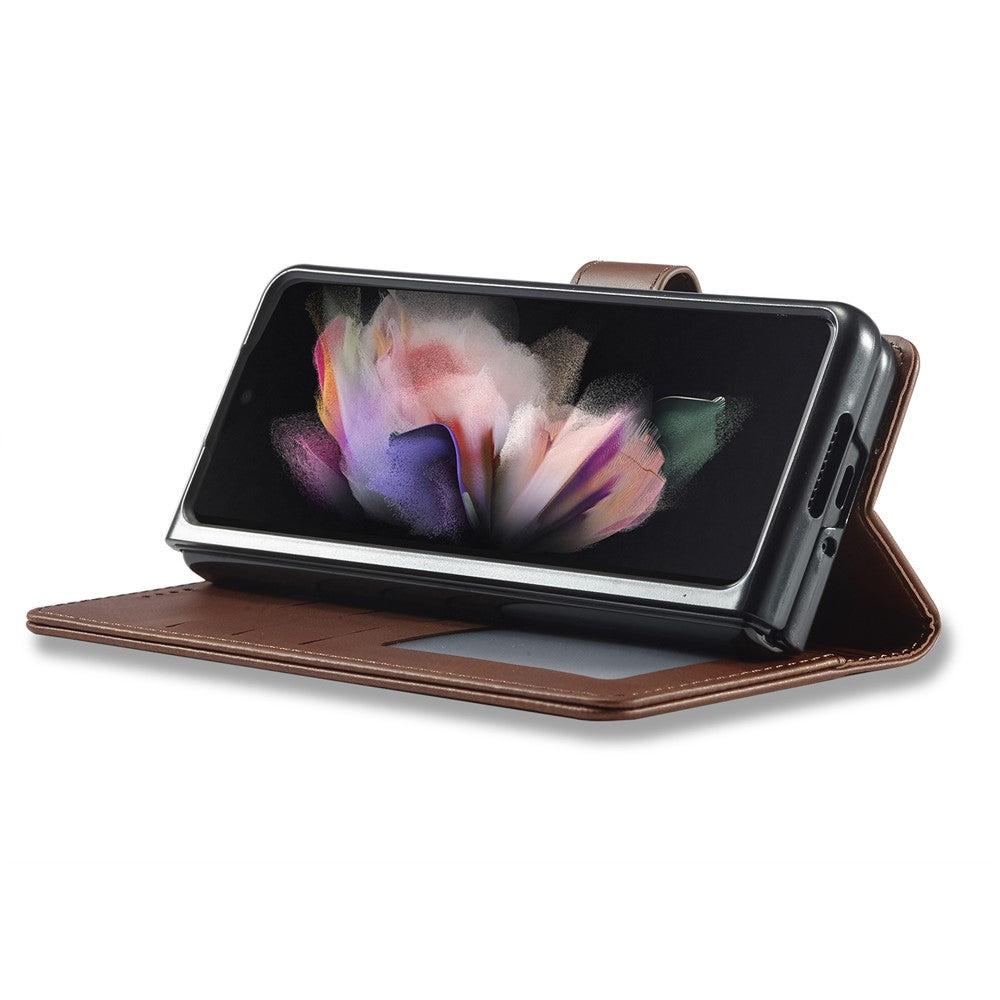 LC.IMEEKE Magnetic Clasp Stand Wallet PU Leather Folding Phone Case for Samsung Galaxy Z Fold3 5G