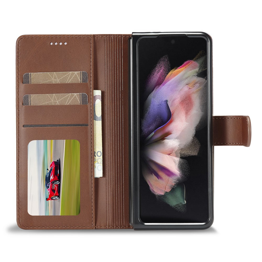 LC.IMEEKE Magnetic Clasp Stand Wallet PU Leather Folding Phone Case for Samsung Galaxy Z Fold3 5G