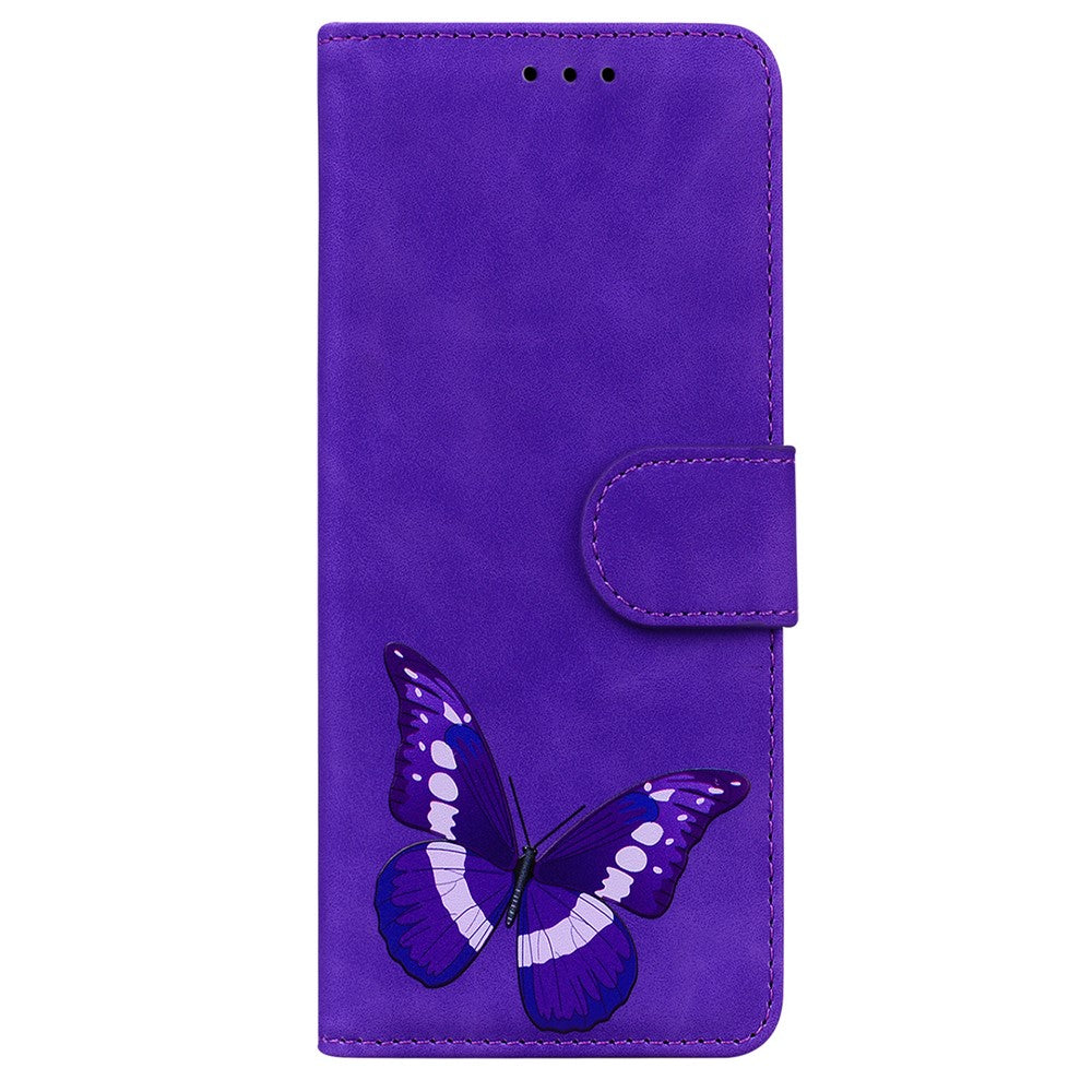 Magnetic Clasp Big Butterfly Pattern Printing Skin-touch PU Leather Phone Cover Shell with Stand Wallet for Samsung Galaxy A03s (166.5mm)