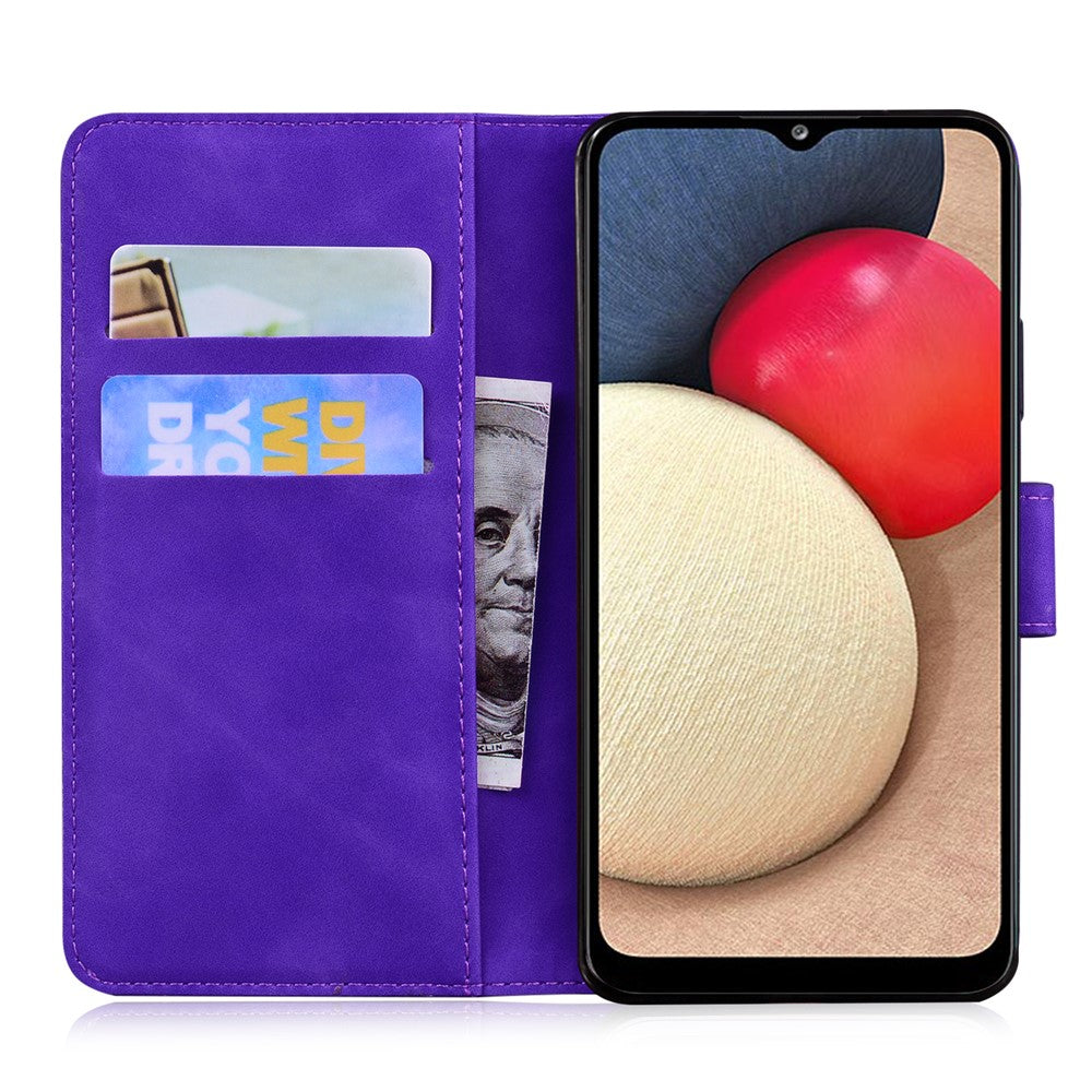 Magnetic Clasp Big Butterfly Pattern Printing Skin-touch PU Leather Phone Cover Shell with Stand Wallet for Samsung Galaxy A03s (166.5mm)