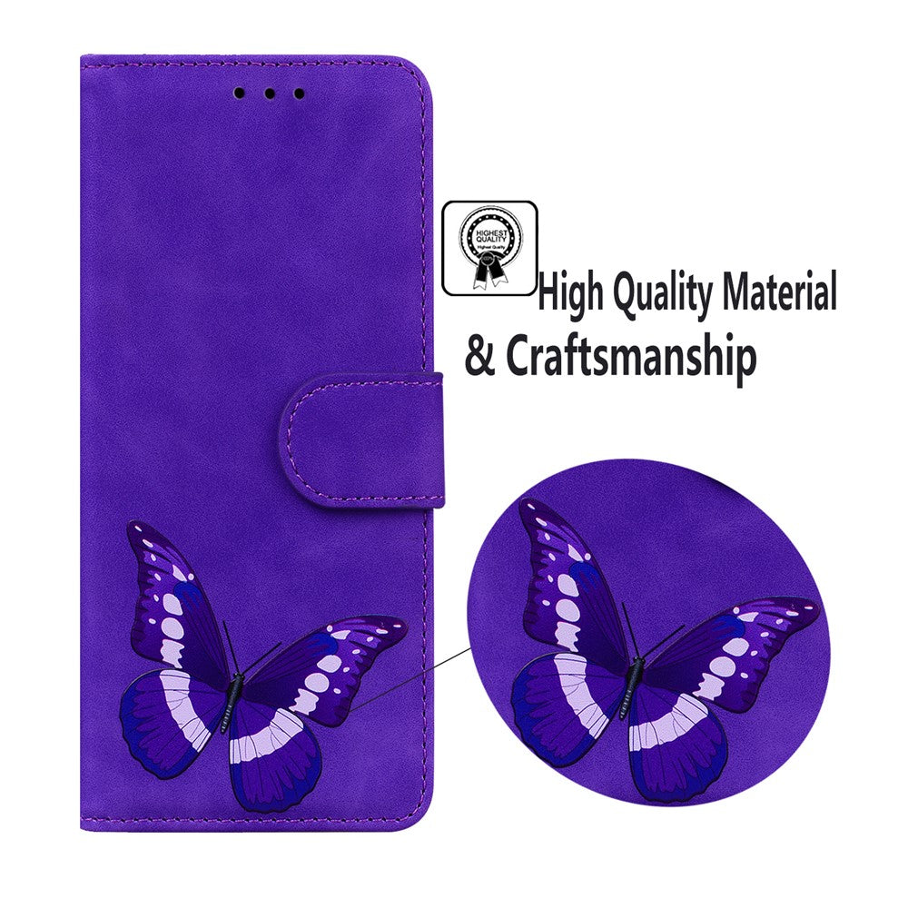 Magnetic Clasp Big Butterfly Pattern Printing Skin-touch PU Leather Phone Cover Shell with Stand Wallet for Samsung Galaxy A03s (166.5mm)