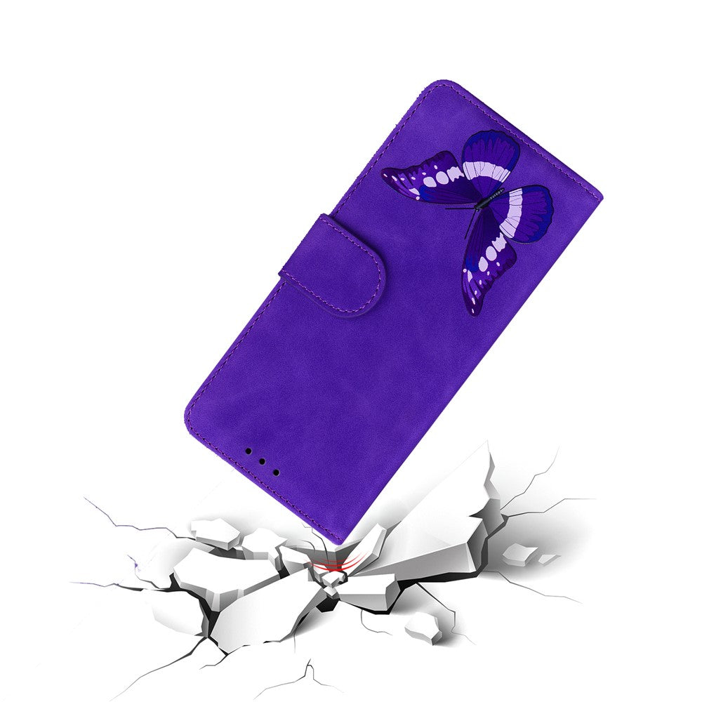 Magnetic Clasp Big Butterfly Pattern Printing Skin-touch PU Leather Phone Cover Shell with Stand Wallet for Samsung Galaxy A03s (166.5mm)