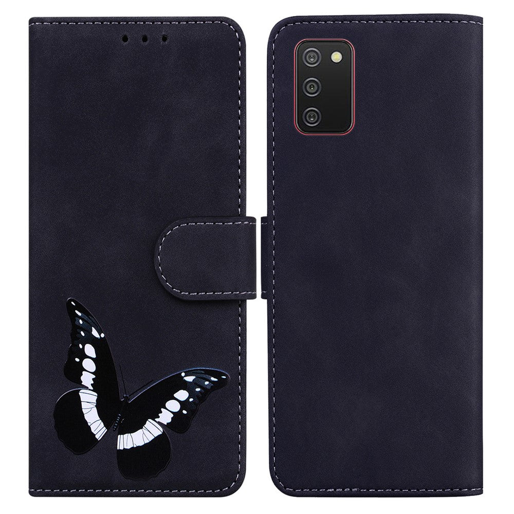 Big Butterfly Pattern Printing Skin-touch PU Leather Stand Wallet Phone Cover Shell for Samsung Galaxy A03s (164.2mm)