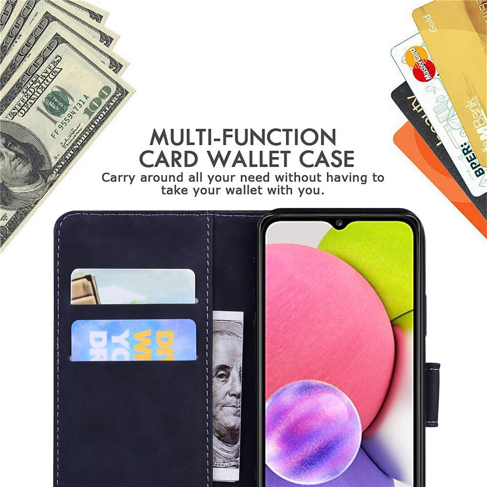 Big Butterfly Pattern Printing Skin-touch PU Leather Stand Wallet Phone Cover Shell for Samsung Galaxy A03s (164.2mm)