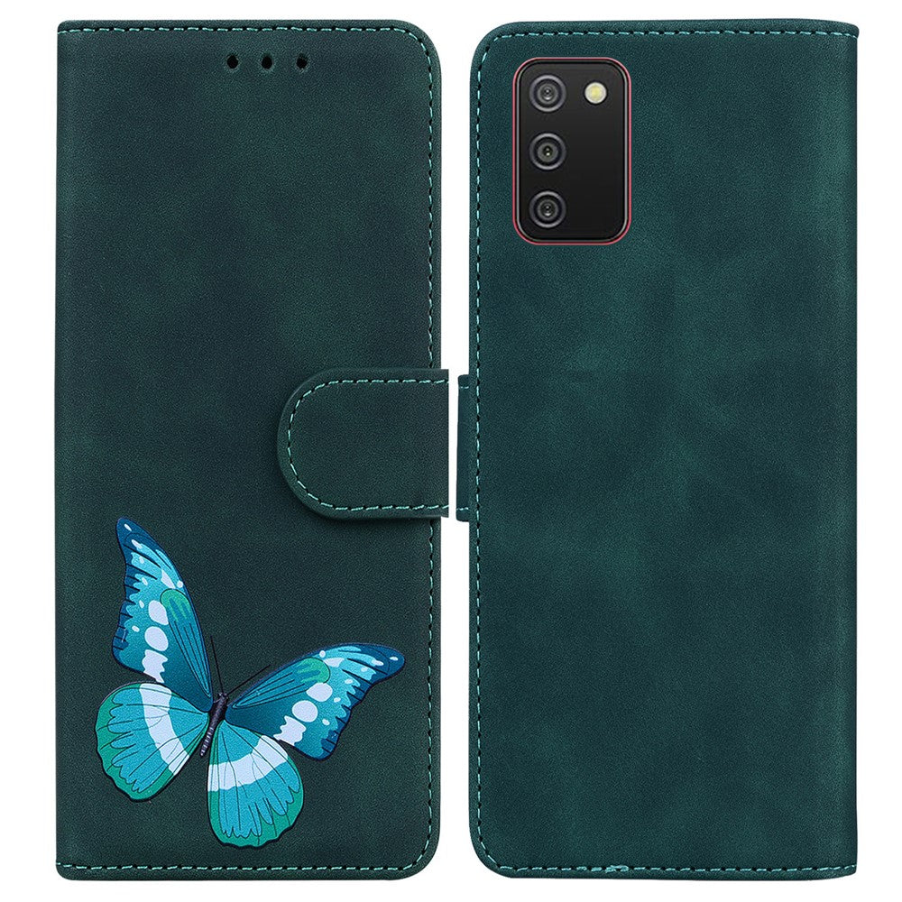 Big Butterfly Pattern Printing Skin-touch PU Leather Stand Wallet Phone Cover Shell for Samsung Galaxy A03s (164.2mm)