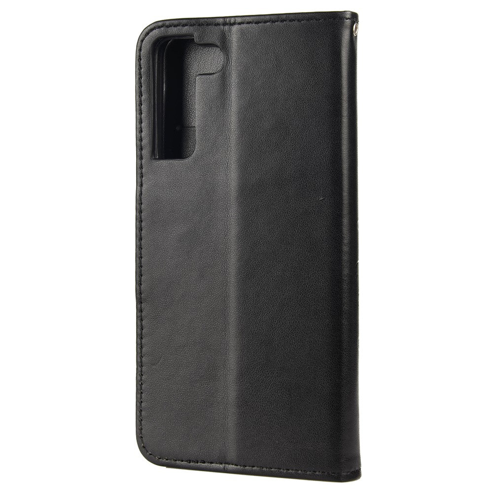 Imprinting Butterflies Flowers Shockproof Protective Leather Phone Case with Stand Wallet for Samsung Galaxy S22+ 5G