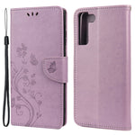 Imprinting Butterflies Flowers Shockproof Protective Leather Phone Case with Stand Wallet for Samsung Galaxy S22+ 5G