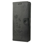Tryckta fjärilar blommor stativ plånbok läderskydd TPU mobilskal för Samsung Galaxy S22 Ultra 5G