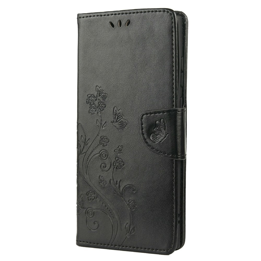 Tryckta fjärilar blommor stativ plånbok läderskydd TPU mobilskal för Samsung Galaxy S22 Ultra 5G