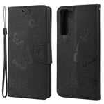 Plånboksfodral i läder med tryck av fjärilsblomma för Samsung Galaxy S22+ 5G