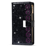 Glittery Starry Style Laser Carving Magnetic Closure Zipper Wallet Stand Protective Leather Phone Case for Samsung Galaxy Z Fold3 5G