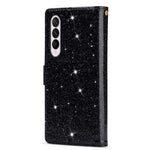 Glittery Starry Style Laser Carving Magnetic Closure Zipper Wallet Stand Protective Leather Phone Case for Samsung Galaxy Z Fold3 5G