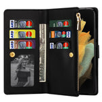 Glittery Starry Style Laser Carving Magnetic Closure Zipper Wallet Stand Protective Leather Phone Case for Samsung Galaxy Z Fold3 5G