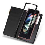 Glittery Starry Style Laser Carving Magnetic Closure Zipper Wallet Stand Protective Leather Phone Case for Samsung Galaxy Z Fold3 5G