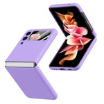 Anti-Drop PU Leather Coated Hard PC Back Phone Case with Tempered Glass Screen Protector for Samsung Galaxy Z Flip3 5G