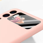 Anti-Drop PU Leather Coated Hard PC Back Phone Case with Tempered Glass Screen Protector for Samsung Galaxy Z Flip3 5G