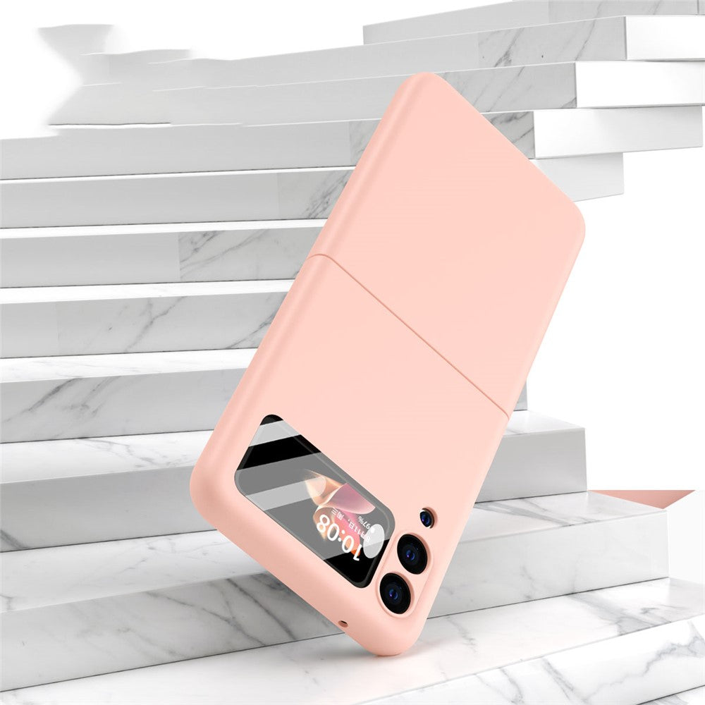 Anti-Drop PU Leather Coated Hard PC Back Phone Case with Tempered Glass Screen Protector for Samsung Galaxy Z Flip3 5G