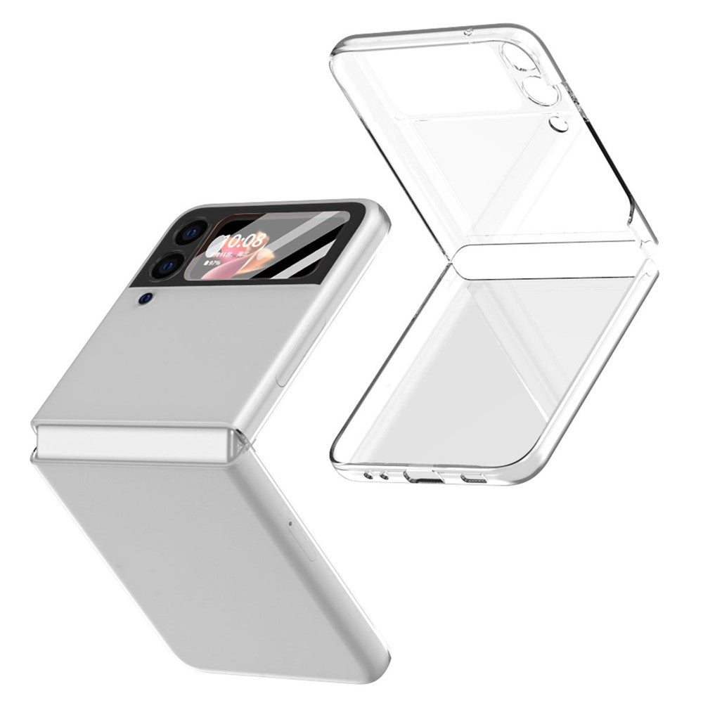 Anti-Drop PU Leather Coated Hard PC Back Phone Case with Tempered Glass Screen Protector for Samsung Galaxy Z Flip3 5G
