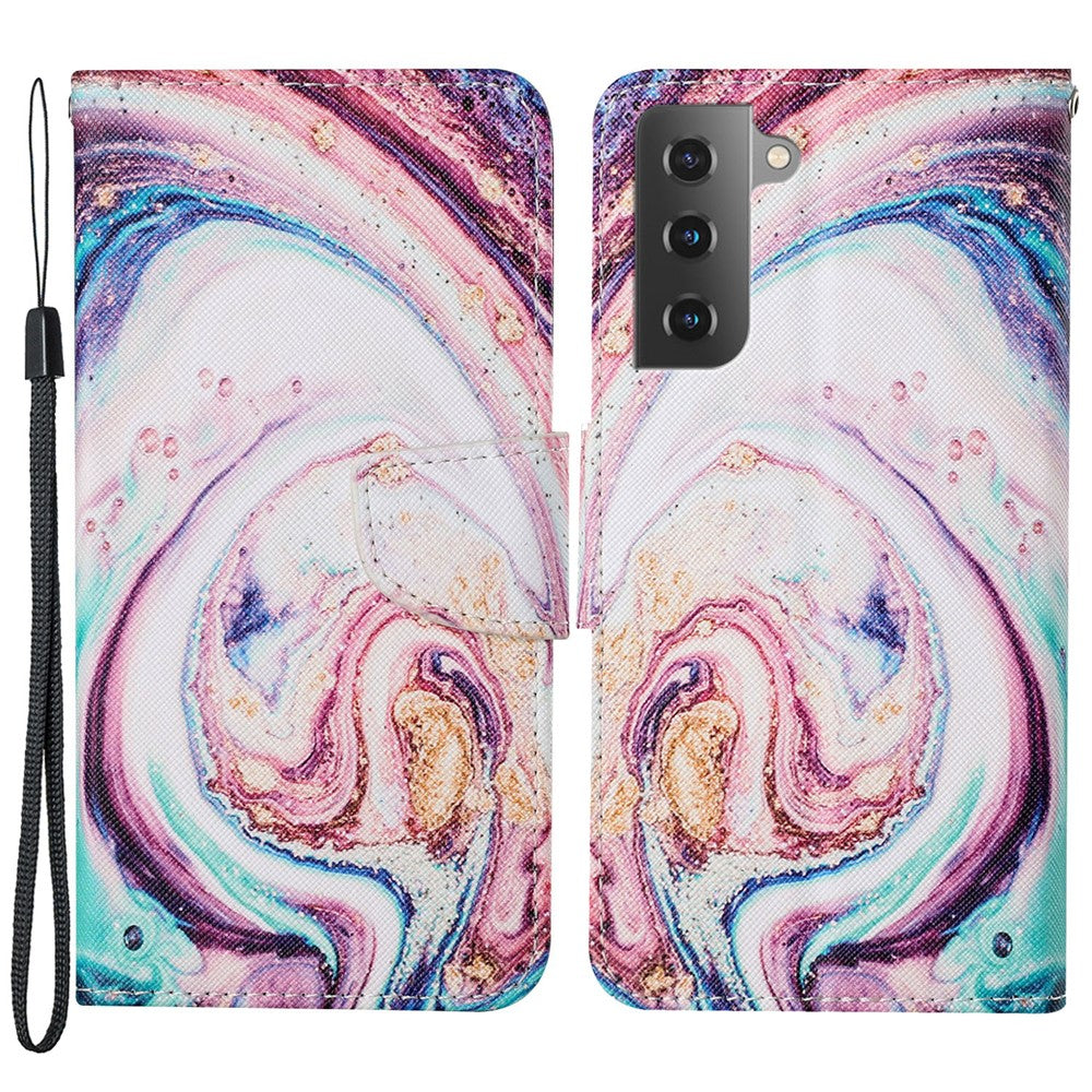 Pattern Printing Scratch-resistant Shockproof PU Leather Stand Case Wallet Cover for Samsung Galaxy S22+ 5G