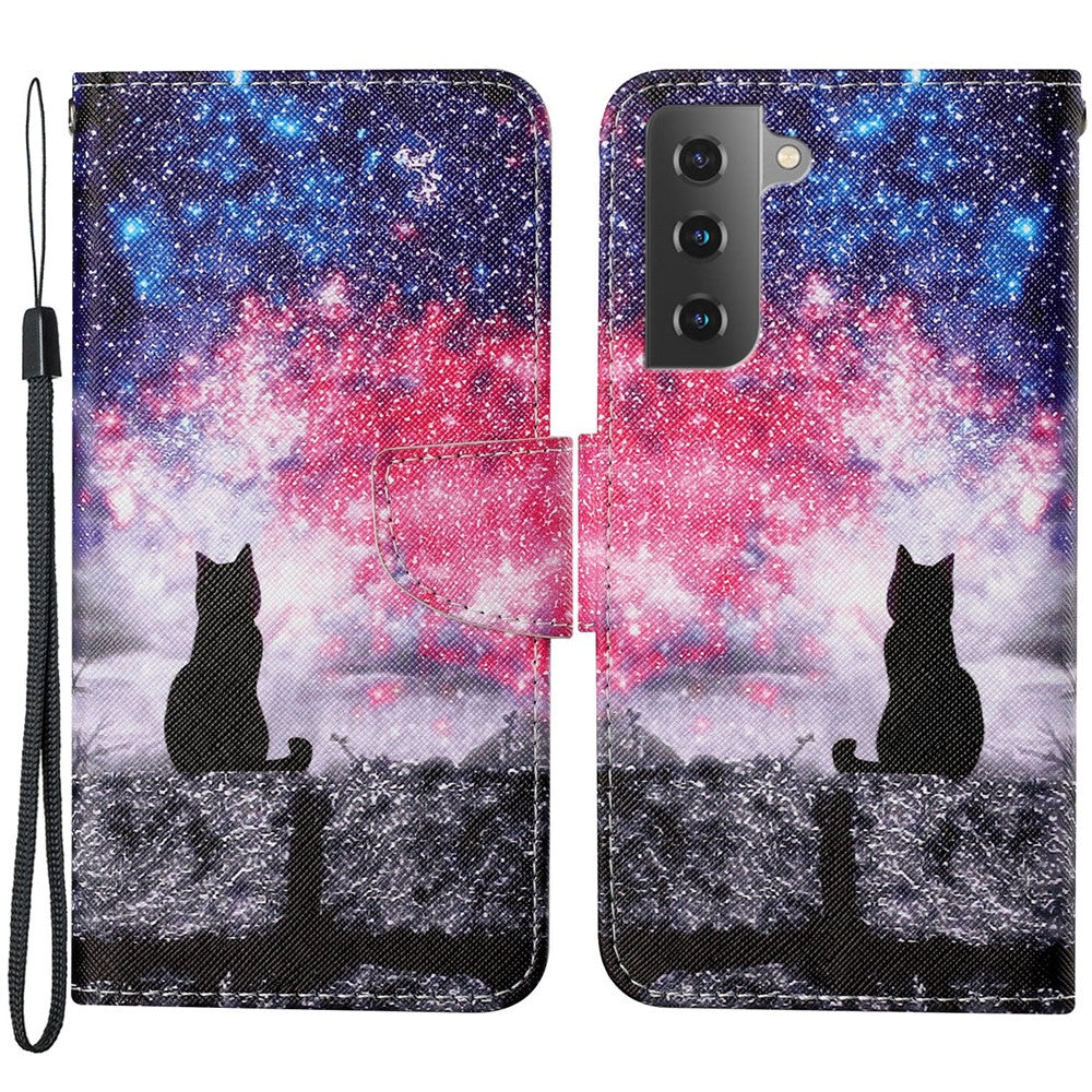 Pattern Printing Scratch-resistant Shockproof PU Leather Stand Case Wallet Cover for Samsung Galaxy S22+ 5G