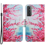 Cross Texture Pattern Printing All-round Protection Leather Phone Case Stand Wallet Shell with Hand Strap for Samsung Galaxy S22+ 5G