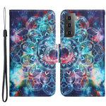 Cross Texture Pattern Printing All-round Protection Leather Phone Case Stand Wallet Shell with Hand Strap for Samsung Galaxy S22+ 5G