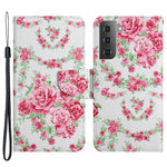 Cross Texture Pattern Printing All-round Protection Leather Phone Case Stand Wallet Shell with Hand Strap for Samsung Galaxy S22+ 5G