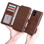 MEGSHI 020 Series Magnetic Absorption Wallet Anti-fall Detachable Design PU Leather TPU Case Shell with Long Strap for Samsung Galaxy A71 5G SM-A716