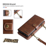MEGSHI 020 Series Magnetic Absorption Wallet Anti-fall Detachable Design PU Leather TPU Case Shell with Long Strap for Samsung Galaxy A71 5G SM-A716